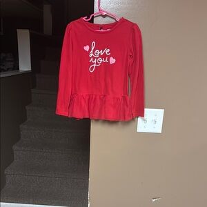 Carter's Red Long Sleeve Tee with Ruffle Hem